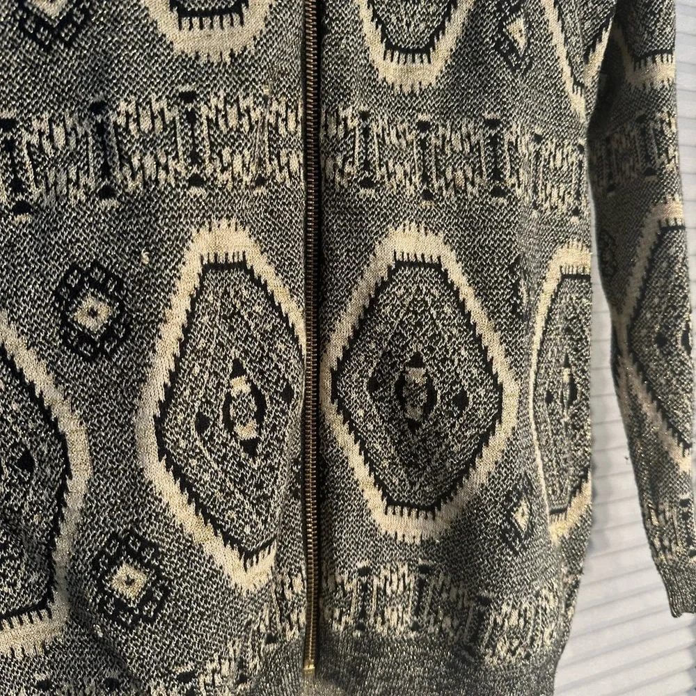 Kate Spade black and gold full zip cardigan